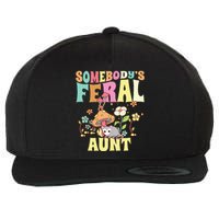 Somebody's Feral Aunt Opossum Wild Auntie Groovy Mushroom Wool Snapback Cap