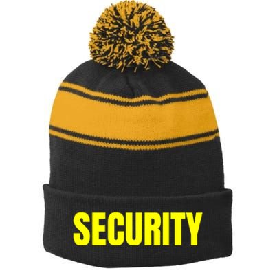 Security Front And Back Print Staff Event Uniform Bouncer Stripe Pom Pom Beanie