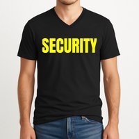 Security Front And Back Print Staff Event Uniform Bouncer V-Neck T-Shirt