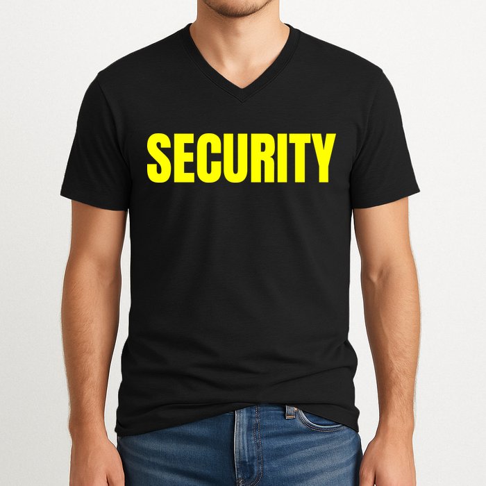 Security Front And Back Print Staff Event Uniform Bouncer V-Neck T-Shirt