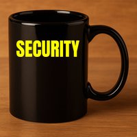 Security Front And Back Print Staff Event Uniform Bouncer 11oz C Handle Ceramic Mug