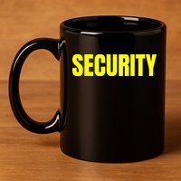 Security Front And Back Print Staff Event Uniform Bouncer 11oz C Handle Ceramic Mug