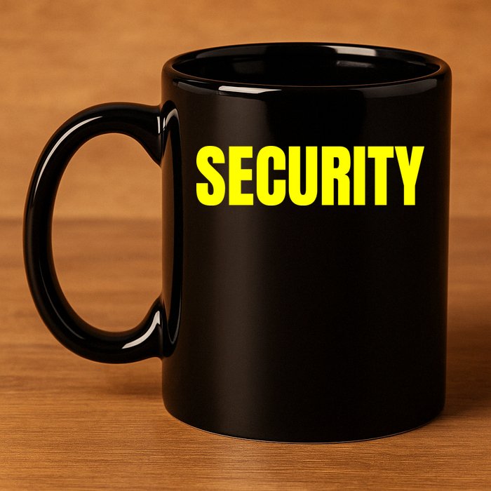 Security Front And Back Print Staff Event Uniform Bouncer 11oz C Handle Ceramic Mug