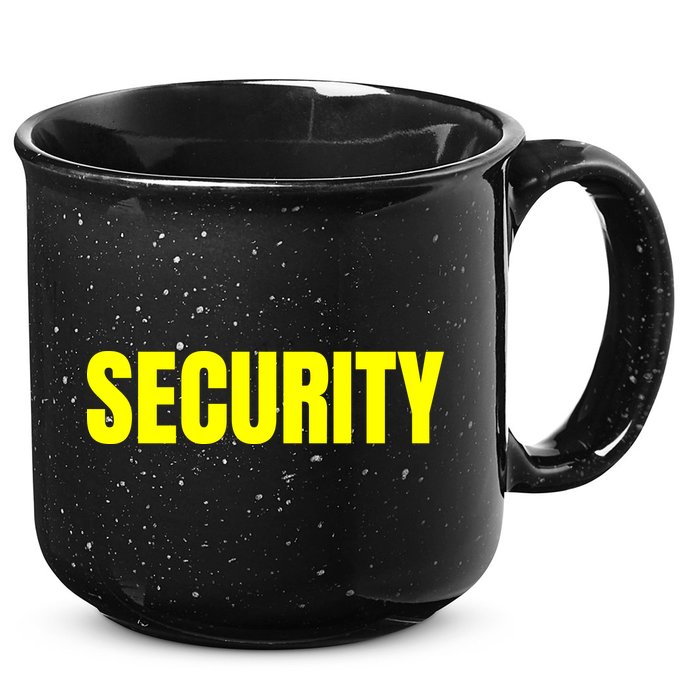 Security Front And Back Print Staff Event Uniform Bouncer 15oz Campfire Ceramic Mug