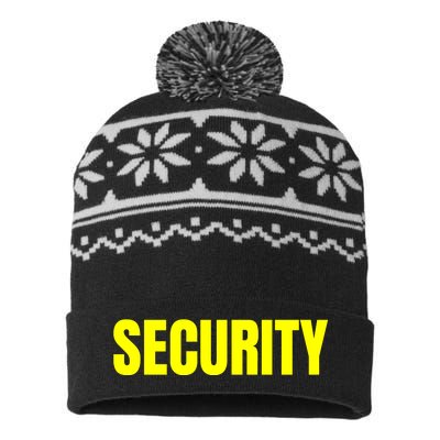 Security Front And Back Print Staff Event Uniform Bouncer USA-Made Snowflake Beanie