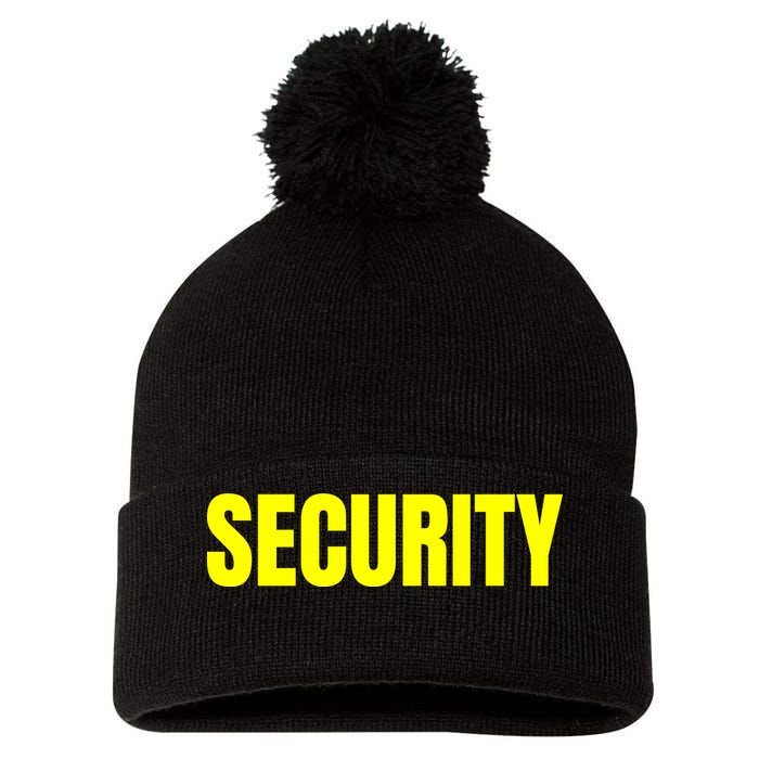 Security Front And Back Print Staff Event Uniform Bouncer Pom Pom 12in Knit Beanie