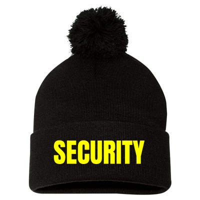 Security Front And Back Print Staff Event Uniform Bouncer Pom Pom 12in Knit Beanie