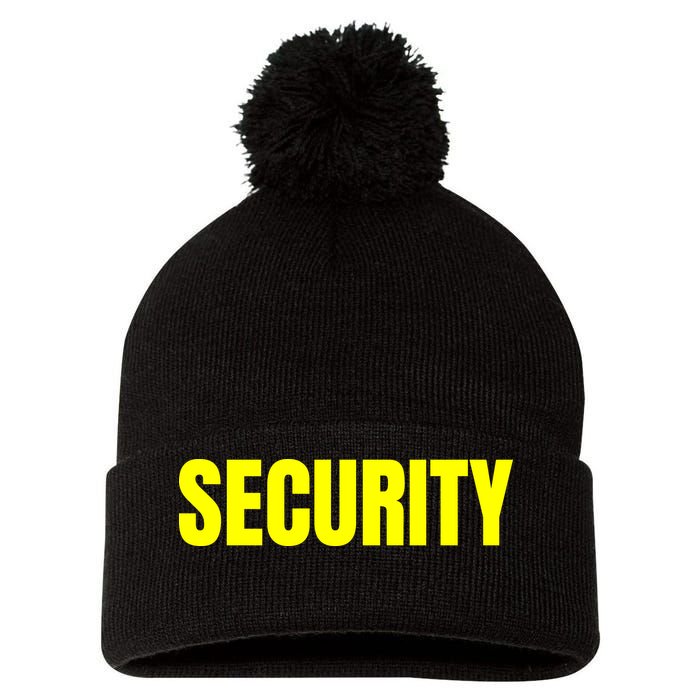 Security Front And Back Print Staff Event Uniform Bouncer Pom Pom 12in Knit Beanie