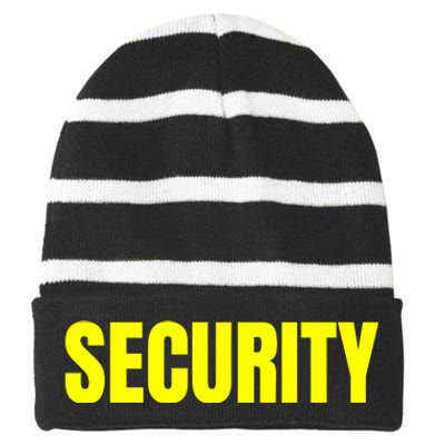 Security Front And Back Print Staff Event Uniform Bouncer Striped Beanie with Solid Band