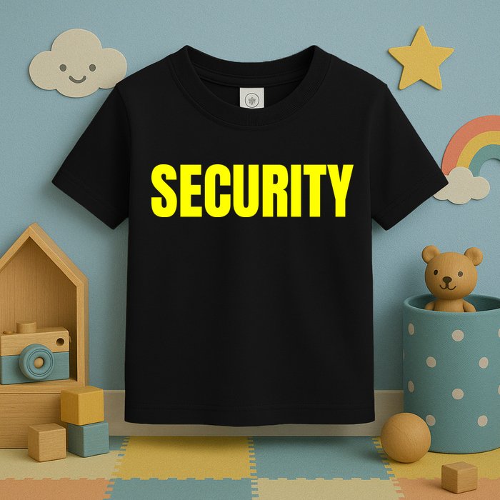 Security Front And Back Print Staff Event Uniform Bouncer Toddler T-Shirt