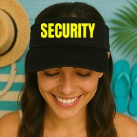 Security Front And Back Print Staff Event Uniform Bouncer Valucap Bio-Washed Visor