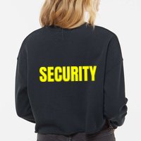 Security Front And Back Print Staff Event Uniform Bouncer Cropped Pullover Crew