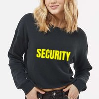 Security Front And Back Print Staff Event Uniform Bouncer Cropped Pullover Crew