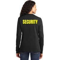 Security Front And Back Print Staff Event Uniform Bouncer Ladies Long Sleeve Shirt