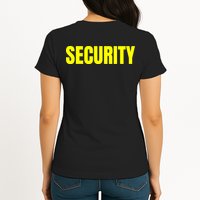 Security Front And Back Print Staff Event Uniform Bouncer Womens T-Shirt