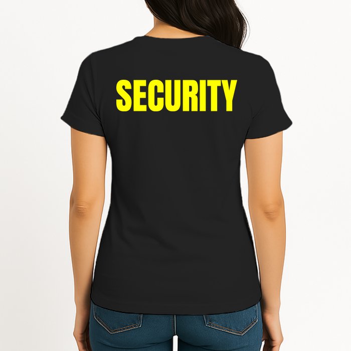 Security Front And Back Print Staff Event Uniform Bouncer Womens T-Shirt