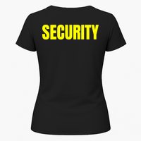 Security Front And Back Print Staff Event Uniform Bouncer Womens T-Shirt