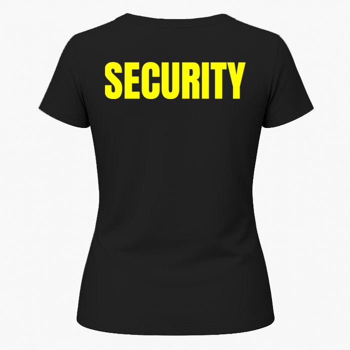Security Front And Back Print Staff Event Uniform Bouncer Womens T-Shirt
