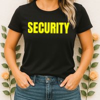 Security Front And Back Print Staff Event Uniform Bouncer Womens T-Shirt