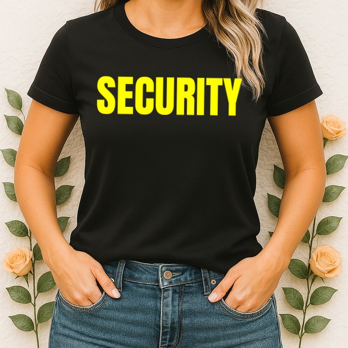 Security Front And Back Print Staff Event Uniform Bouncer Womens T-Shirt