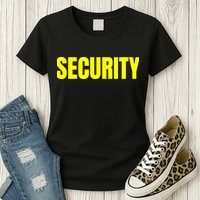 Security Front And Back Print Staff Event Uniform Bouncer Womens T-Shirt