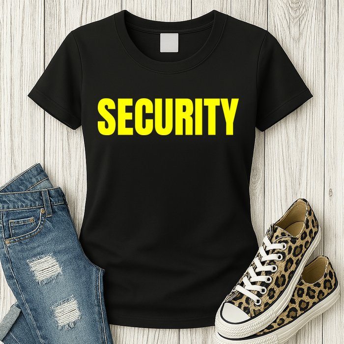 Security Front And Back Print Staff Event Uniform Bouncer Womens T-Shirt
