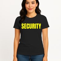 Security Front And Back Print Staff Event Uniform Bouncer Womens T-Shirt