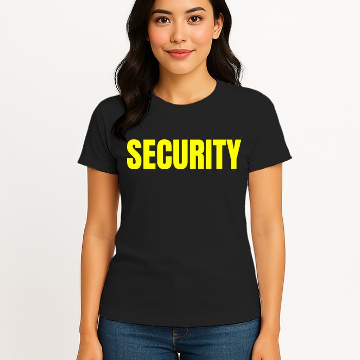 Security Front And Back Print Staff Event Uniform Bouncer Womens T-Shirt
