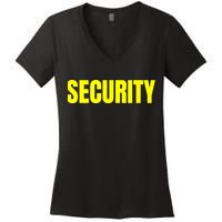 Security Front And Back Print Staff Event Uniform Bouncer Women's V-Neck T-Shirt