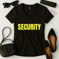 Security Front And Back Print Staff Event Uniform Bouncer Women's V-Neck T-Shirt