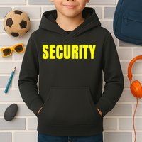 Security Front And Back Print Staff Event Uniform Bouncer Kids Hoodie