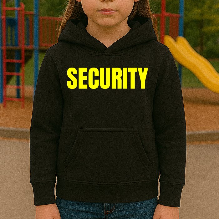 Security Front And Back Print Staff Event Uniform Bouncer Kids Hoodie