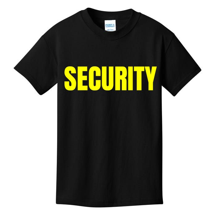 Security Front And Back Print Staff Event Uniform Bouncer Kids T-Shirt