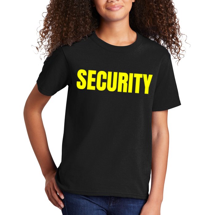 Security Front And Back Print Staff Event Uniform Bouncer Kids T-Shirt
