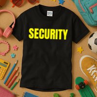 Security Front And Back Print Staff Event Uniform Bouncer Kids T-Shirt