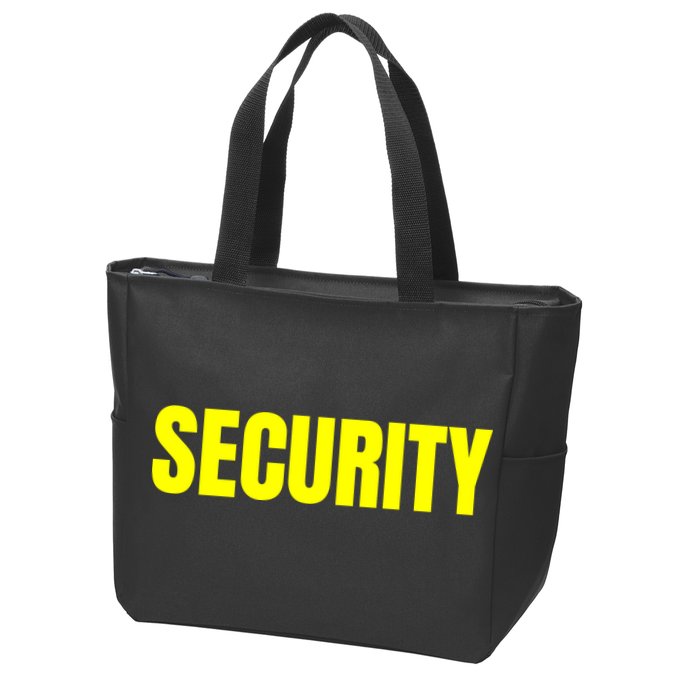Security Front And Back Print Staff Event Uniform Bouncer Zip Tote Bag