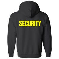 Security Front And Back Print Staff Event Uniform Bouncer Full Zip Hoodie