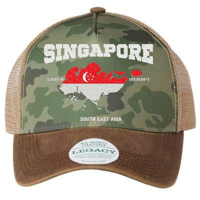Singapore Flag And Map, Singapore Coordinates Legacy Tie Dye Trucker Hat