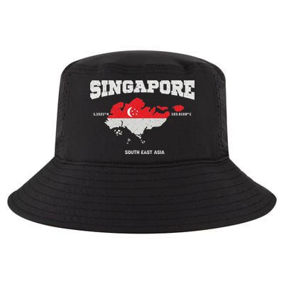 Singapore Flag And Map, Singapore Coordinates Cool Comfort Performance Bucket Hat