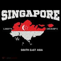 Singapore Flag And Map, Singapore Coordinates Bucket Hat