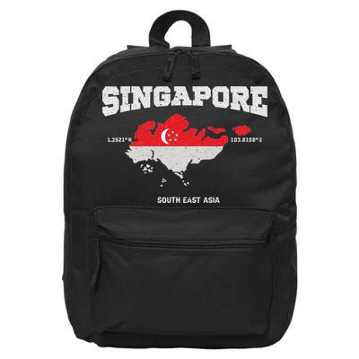 Singapore Flag And Map, Singapore Coordinates 16 in Basic Backpack