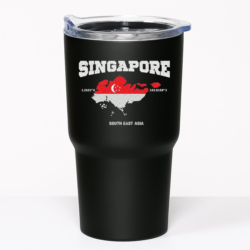 Singapore Flag And Map, Singapore Coordinates Tumbler