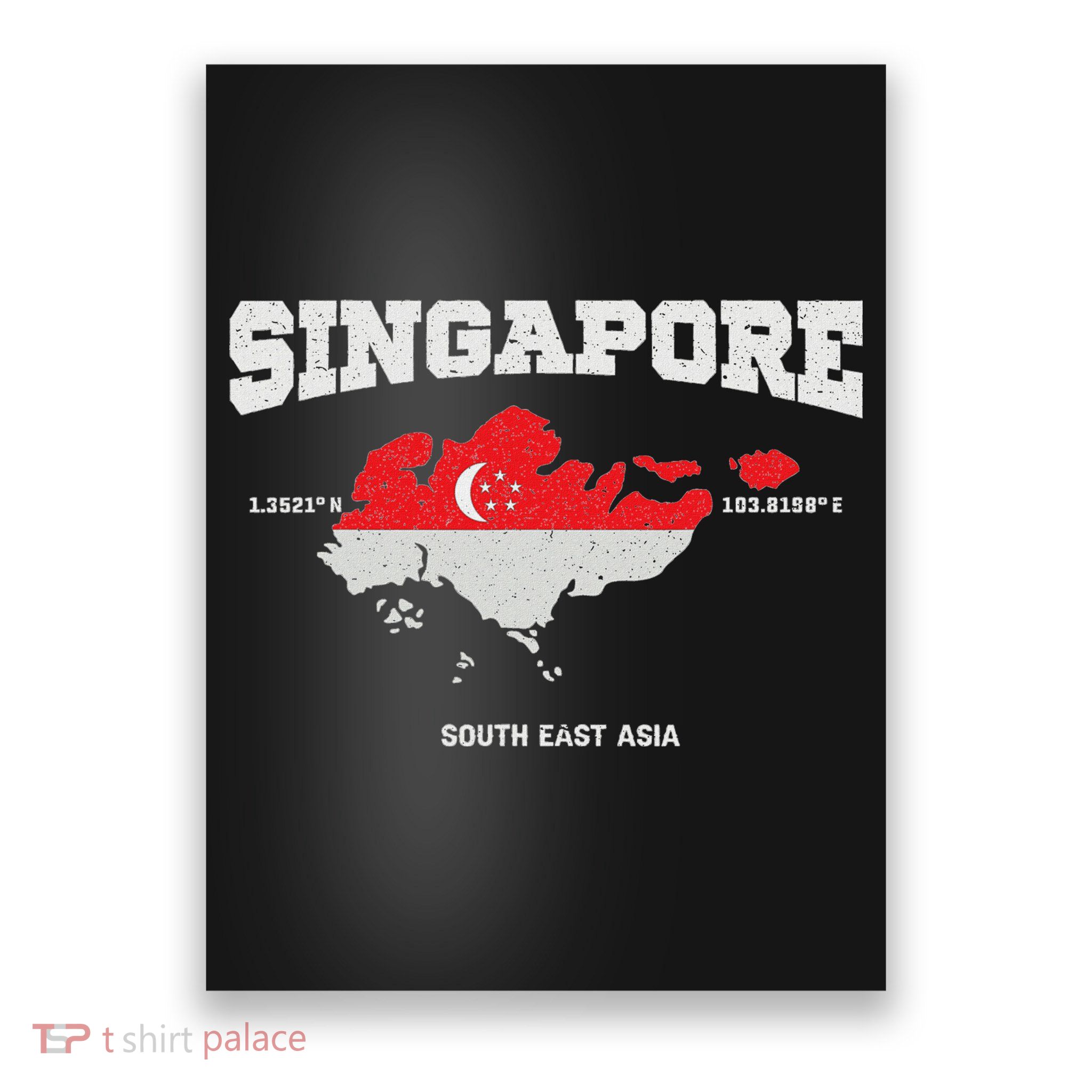 Singapore Flag And Map, Singapore Coordinates Poster