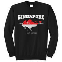 Singapore Flag And Map, Singapore Coordinates Tall Sweatshirt