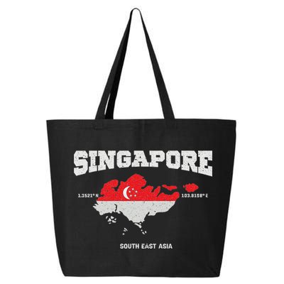 Singapore Flag And Map, Singapore Coordinates 25L Jumbo Tote