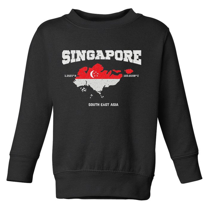 Singapore Flag And Map, Singapore Coordinates Toddler Sweatshirt