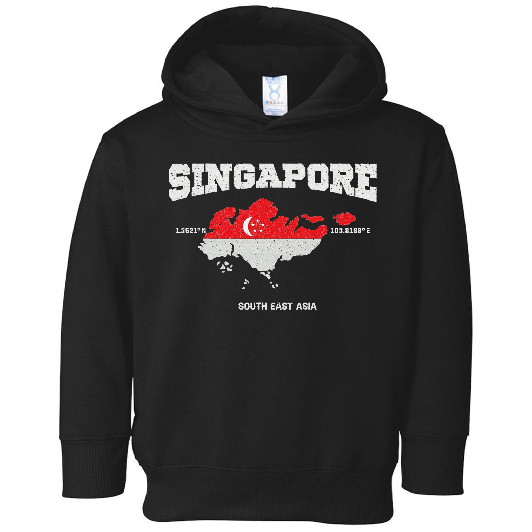Singapore Flag And Map, Singapore Coordinates Toddler Hoodie