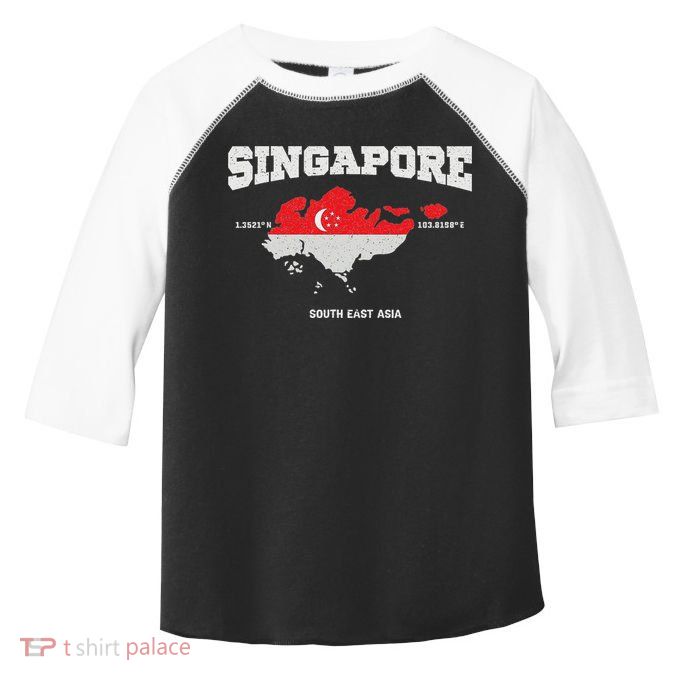 Singapore Flag And Map, Singapore Coordinates Toddler Fine Jersey T-Shirt