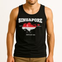 Singapore Flag And Map, Singapore Coordinates Tank Top
