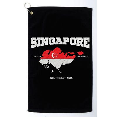 Singapore Flag And Map, Singapore Coordinates Golf Towel